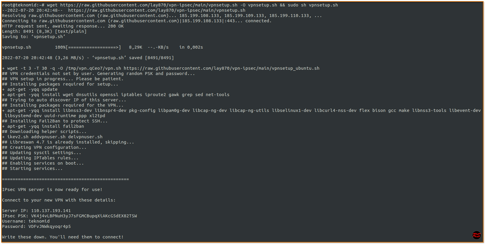 Auto Setup IPsec/L2TP in Ubuntu Server
